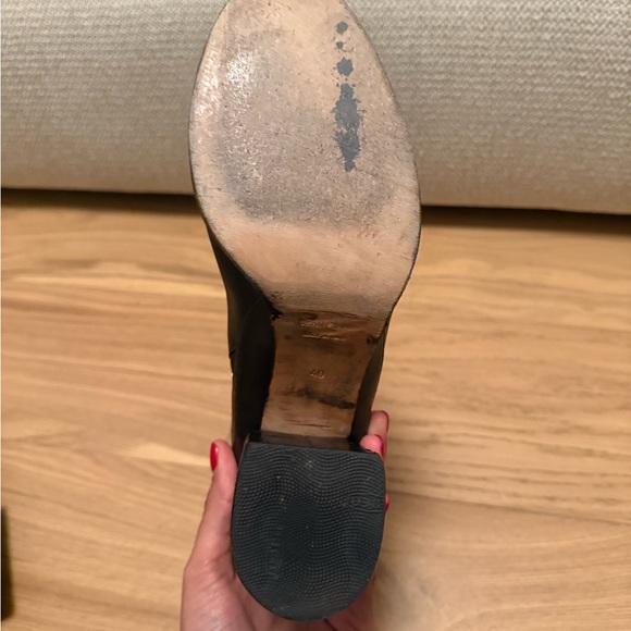 Dear Frances Black Leather Spirit Ankle Booties Block Heel 40 - Picture 7 of 8